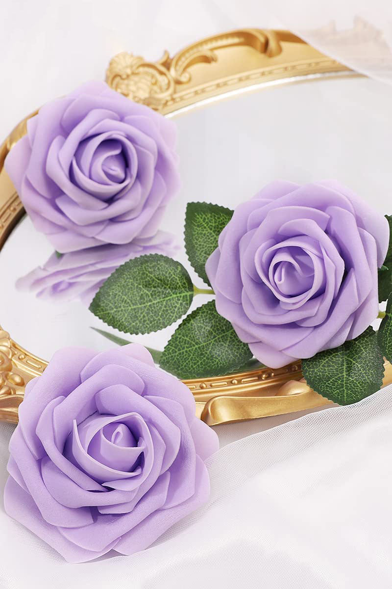 25pcs Artificial Flower Rose Decorated Rose Flower - Purple