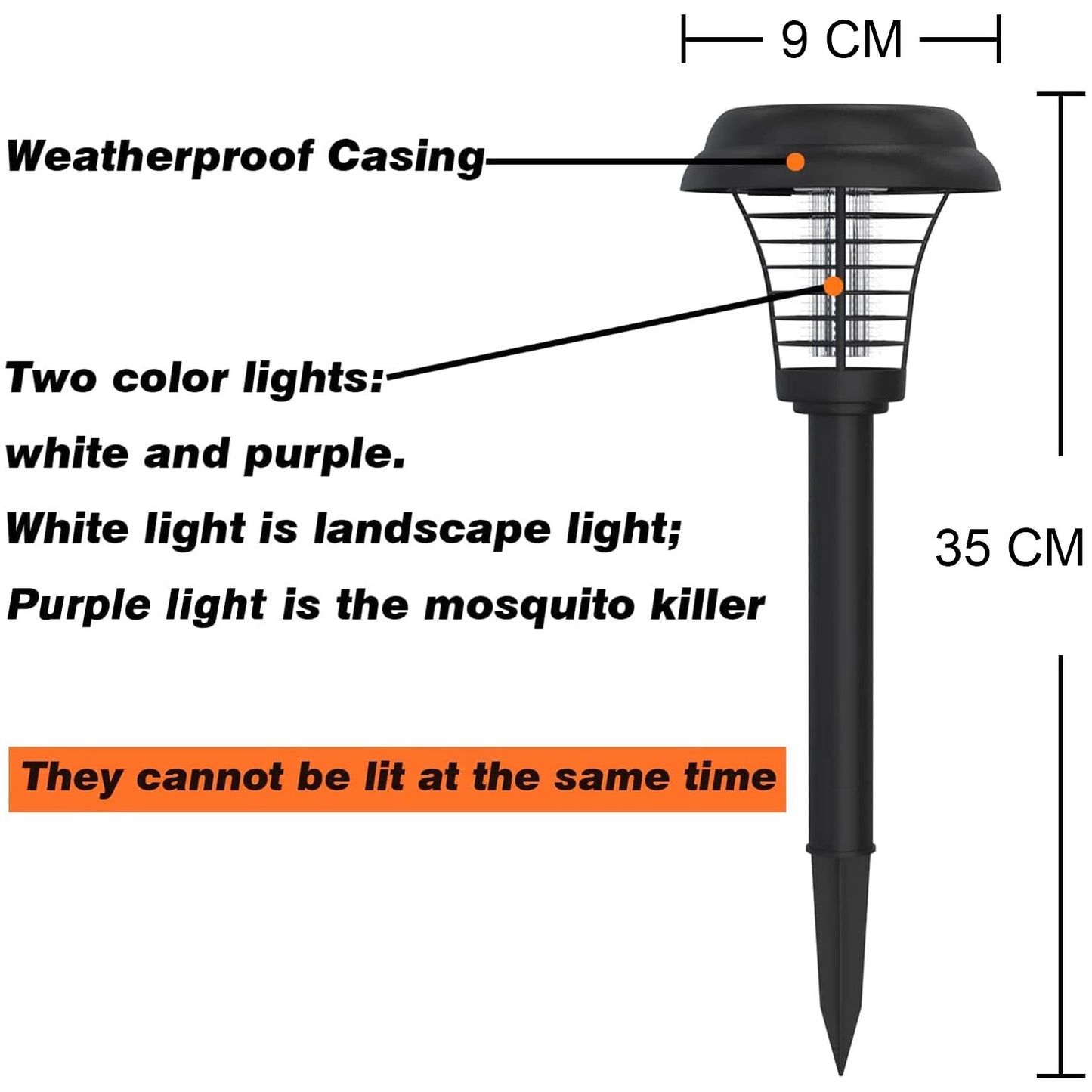 Solar Powered Garden Lawn LED Mosquito Killer Light - 2 pack