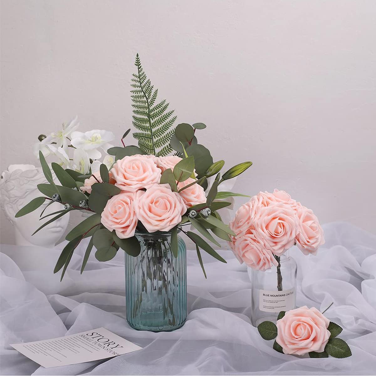 25pcs Artificial Flower Rose Decorated Rose Flower - Light Pink