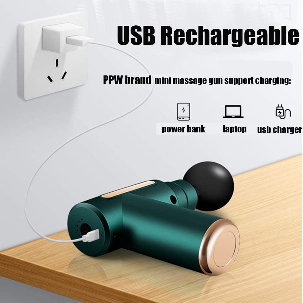 Percussion Muscle Massage Gun Handheld Deep Tissue Massager Gun Green