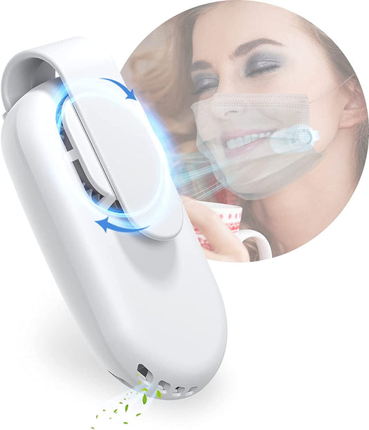 Electric Wearable Face Cooling Fan Clip on Face Mask Fan White