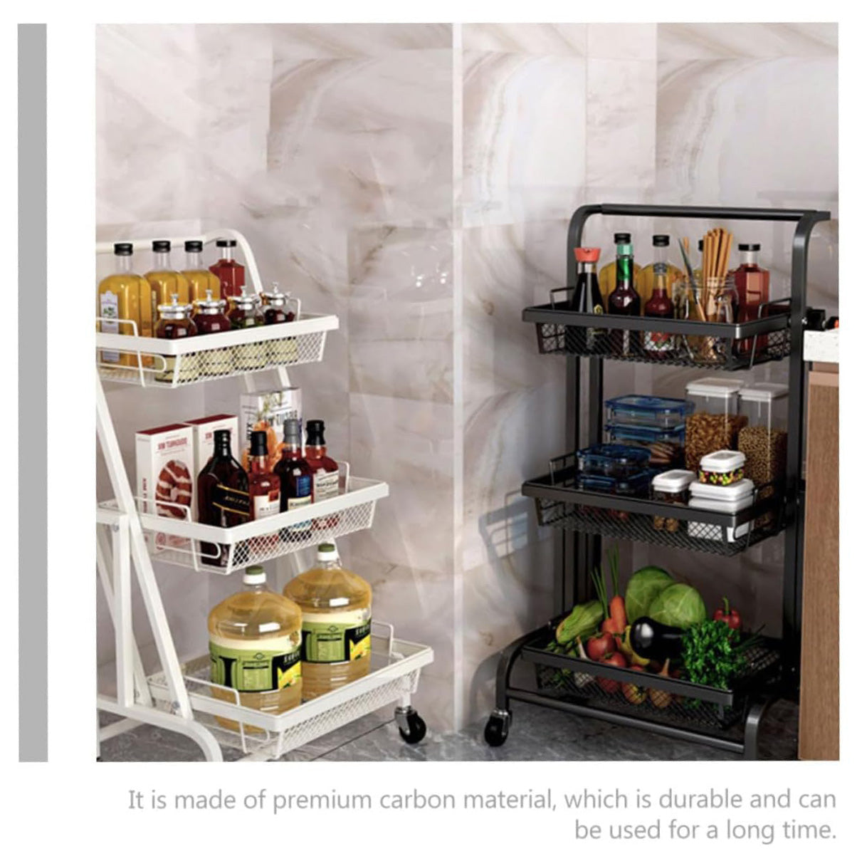 3-Tier rotating Serving Cart Black