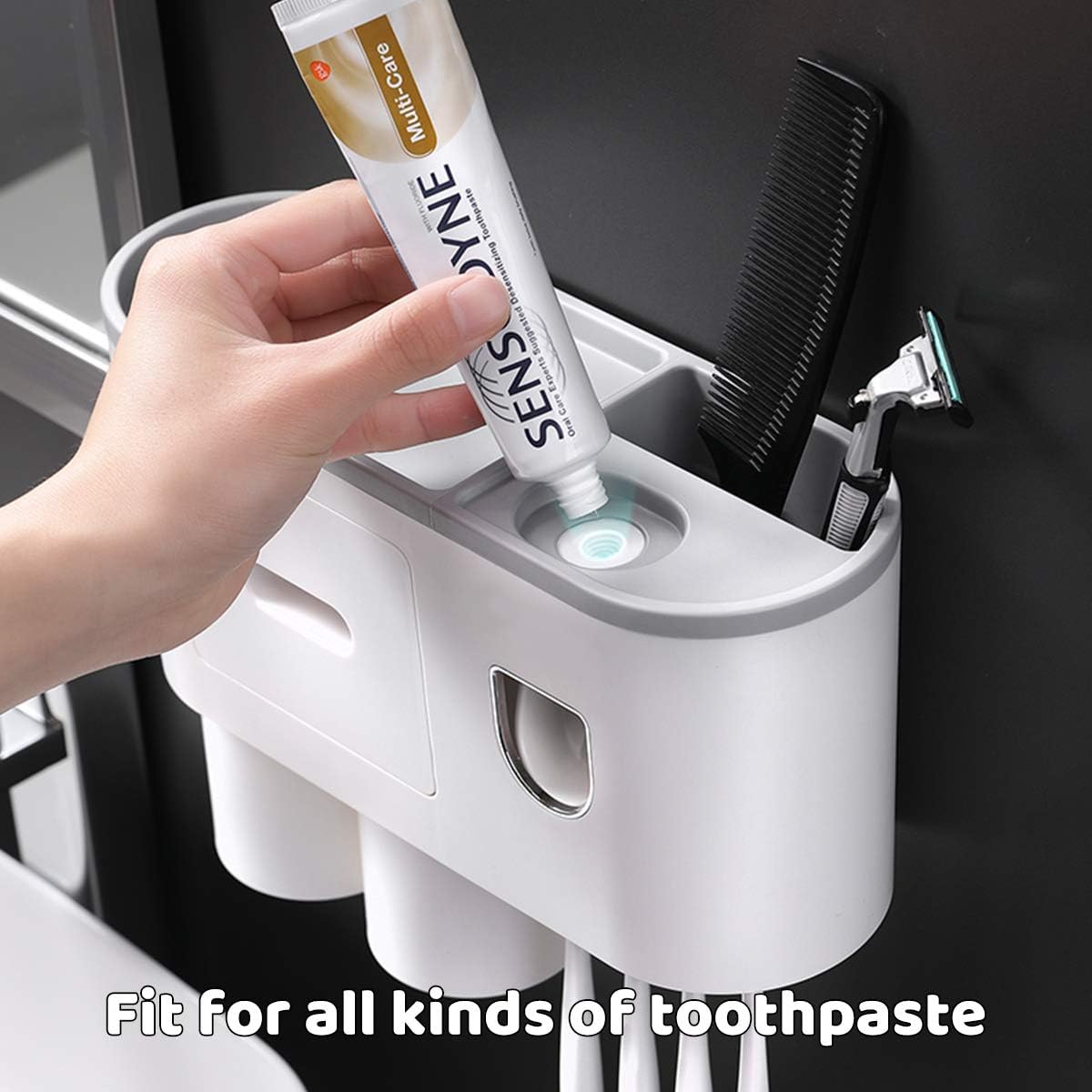 Toothbrush Holder Rack Bathroom Storage Organiser 2 Cups