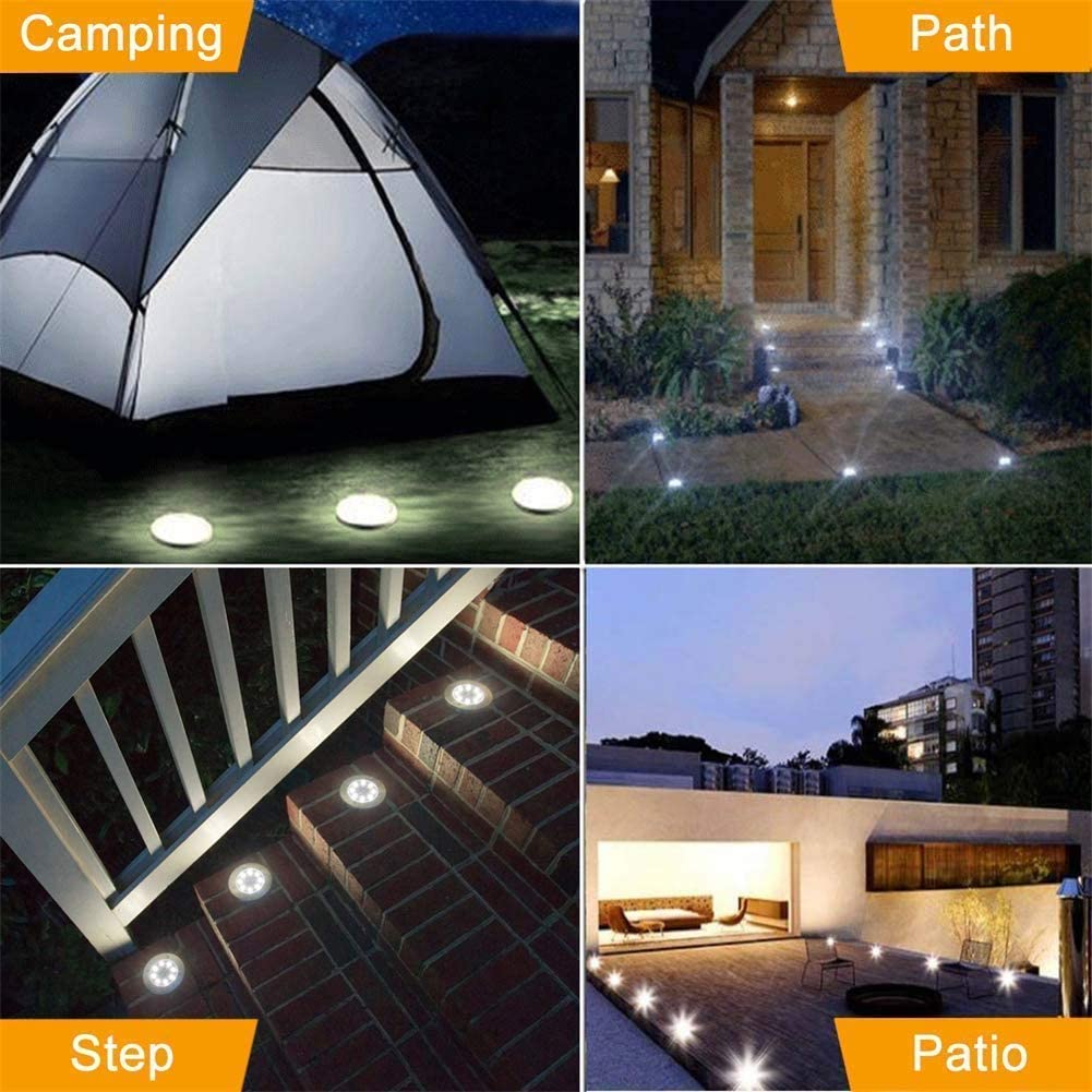 Solar Ground Lights - 8Led cool 4 Pack
