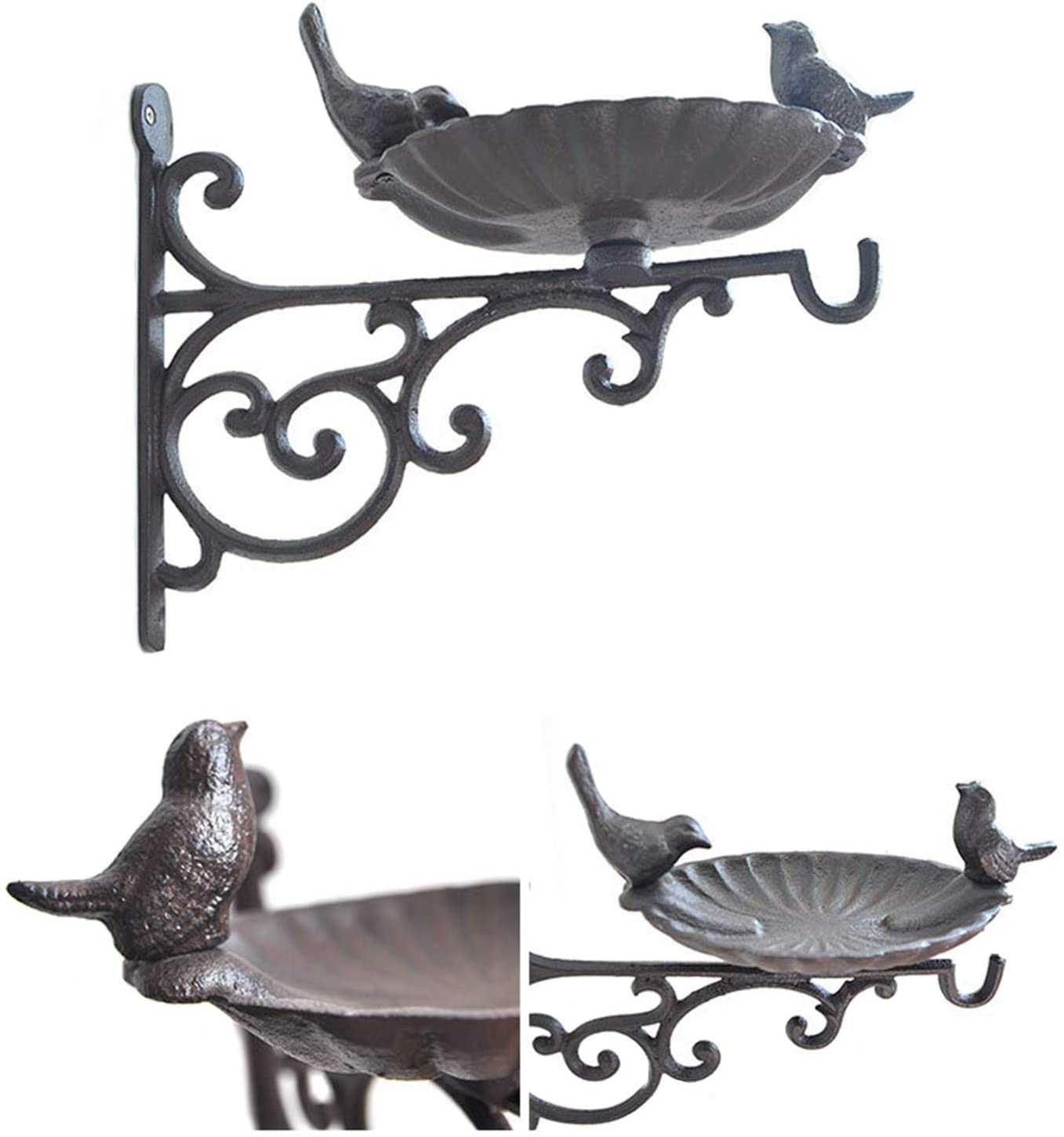 Cast Iron Outdoor Hanging Bracket with Bird Feeder
