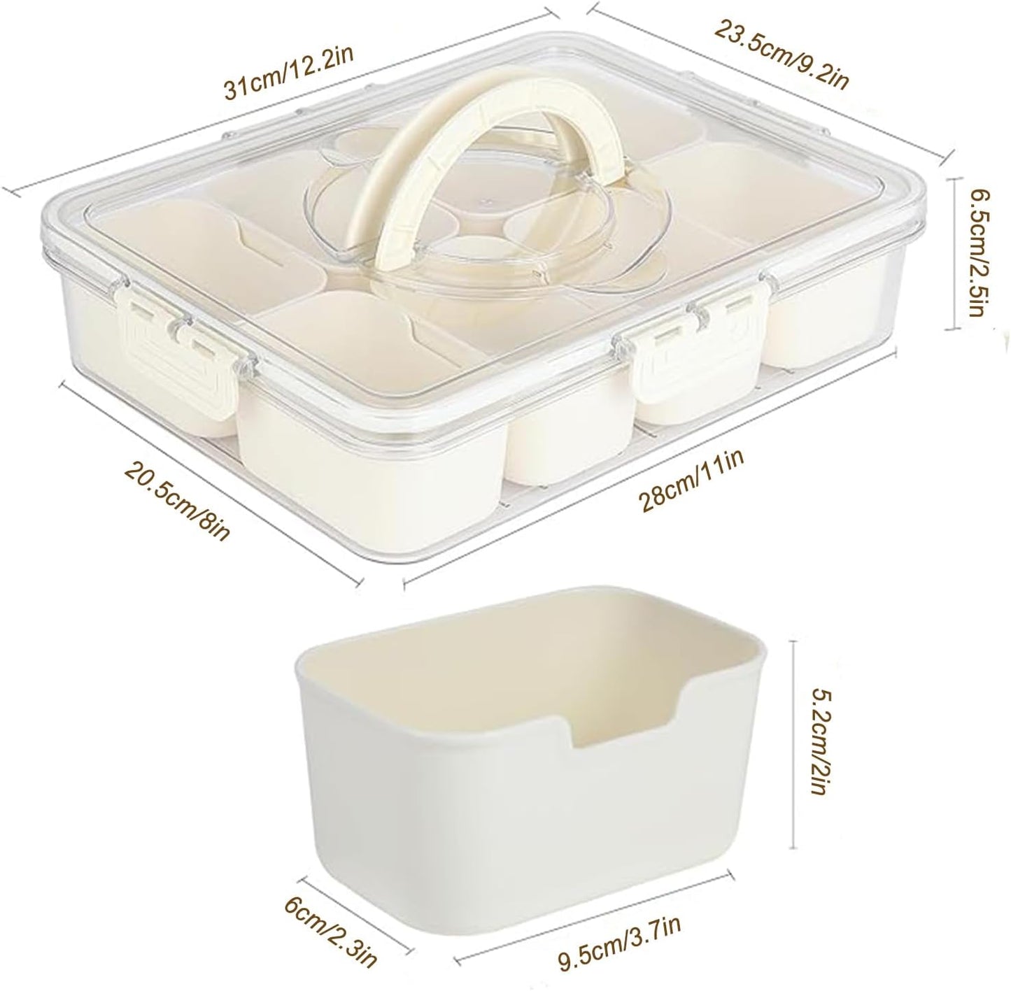 Snackle Box with Lid – 8-Compartment Charcuterie Tray Organizer