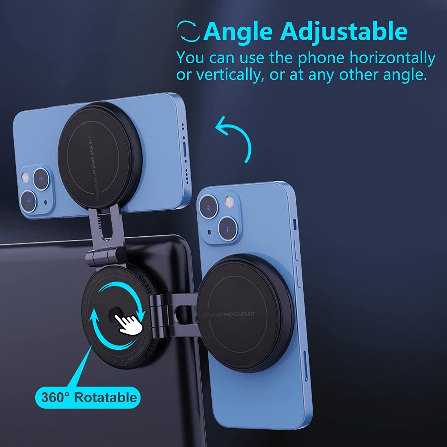 Car Phone Holder Mount for Tesla Model 3/X/Y/S, Adjustable Magnetic Car Phone Mount 360° Free Rotation Foldaway Car Mount Phone Holder for MagSafe Compatible with iPhone 12/13/14 and Other Phone-BLACK