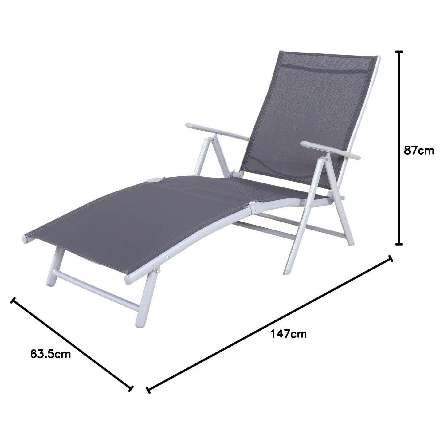 Outdoor Lounger Aluminum Alloy Lounger Black