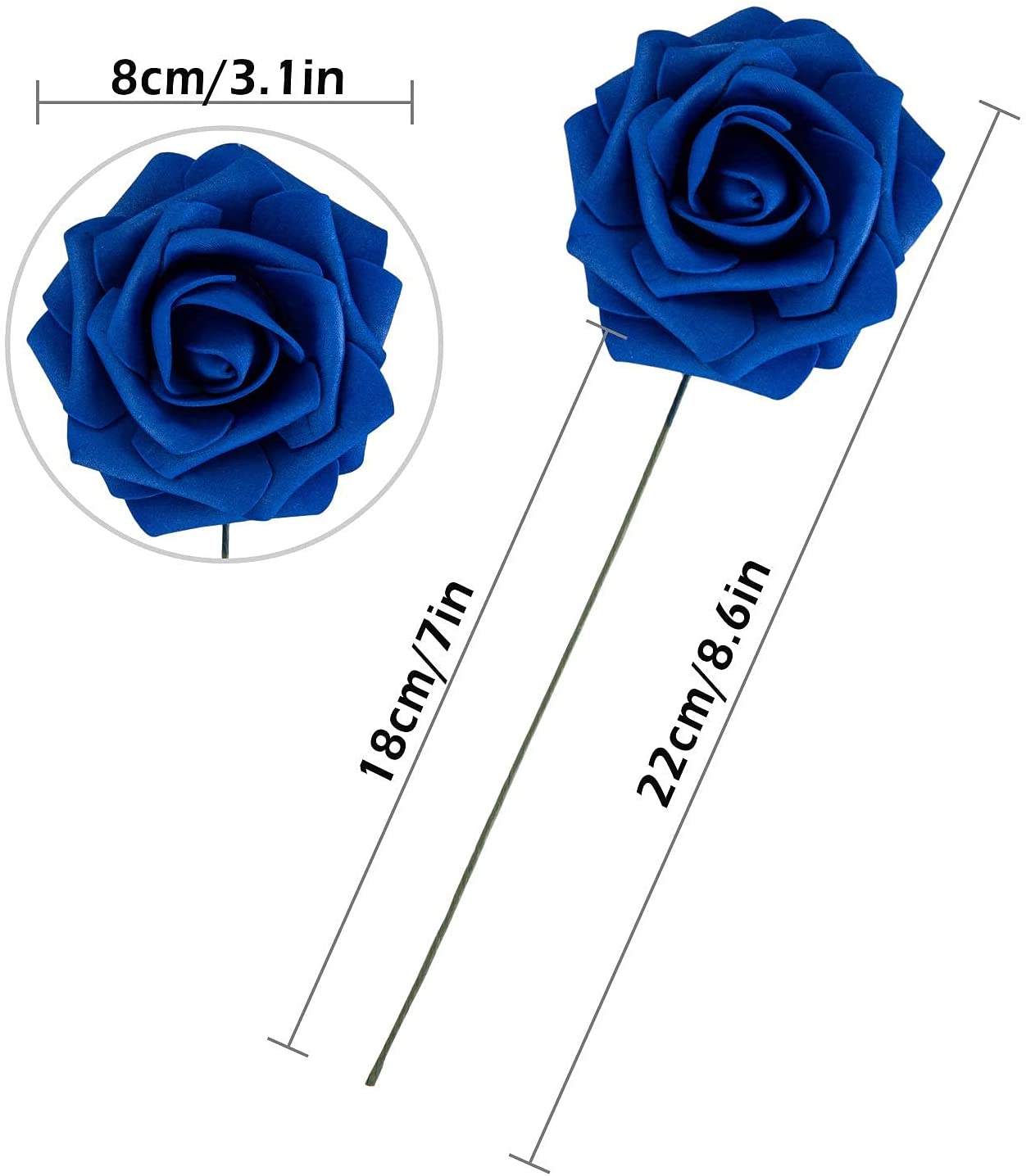 25pcs Artificial Flower Rose Decorated Rose Flower - Blue