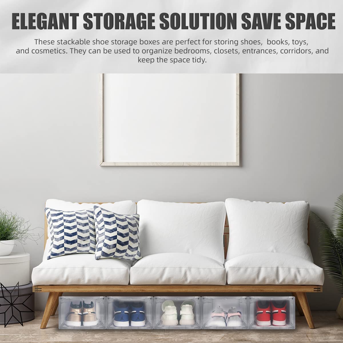 2 Pack Shoe Boxes for Display Shoes Sneakers Storage Clear (Front side open)