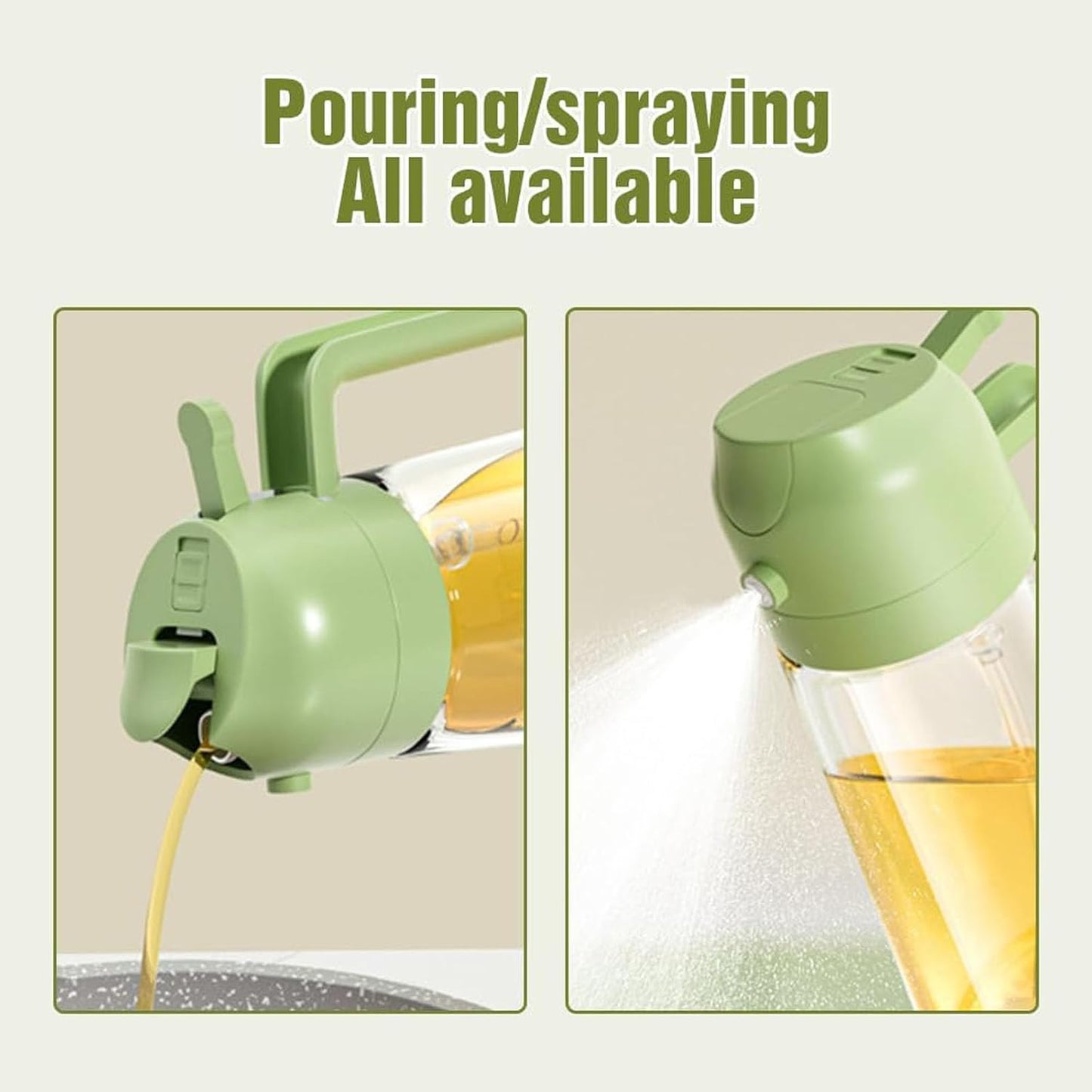 Dual-Function Oil Spray Bottle for Cooking 470ml Green