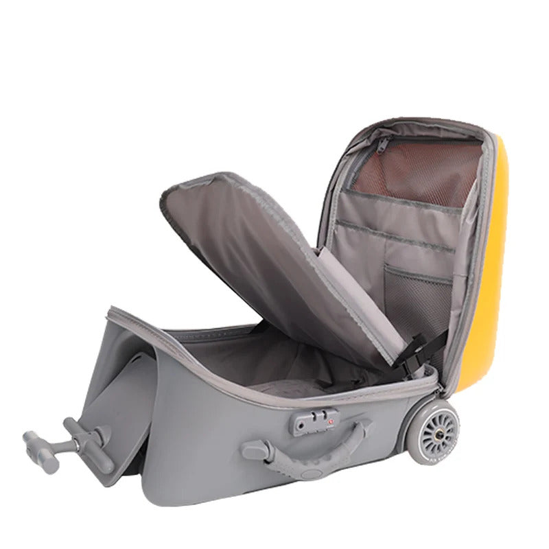 2 in 1 Rolling Luggage Case for Kids, Expandable Carry-on Suitcase with Baby Stroller for 3-10 Years Toddler Infant Yellow
