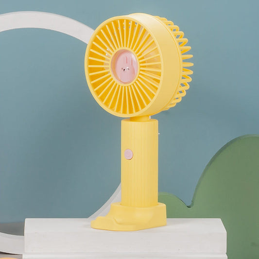Portable Rechargeable Mini Fan Round Yellow