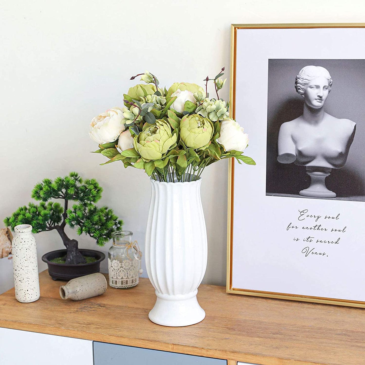 Artificial Peony Silk Flowers Green