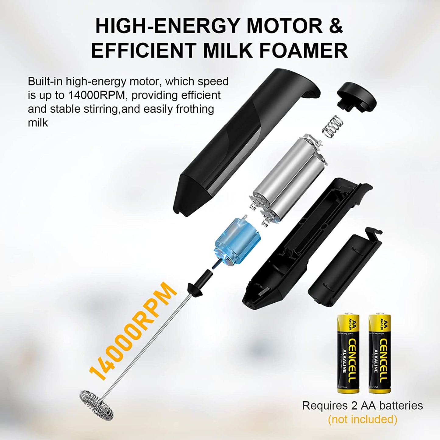 2 Pack Handheld Electric Milk Frother Drink Coffee Mixer Foam Maker with Stand