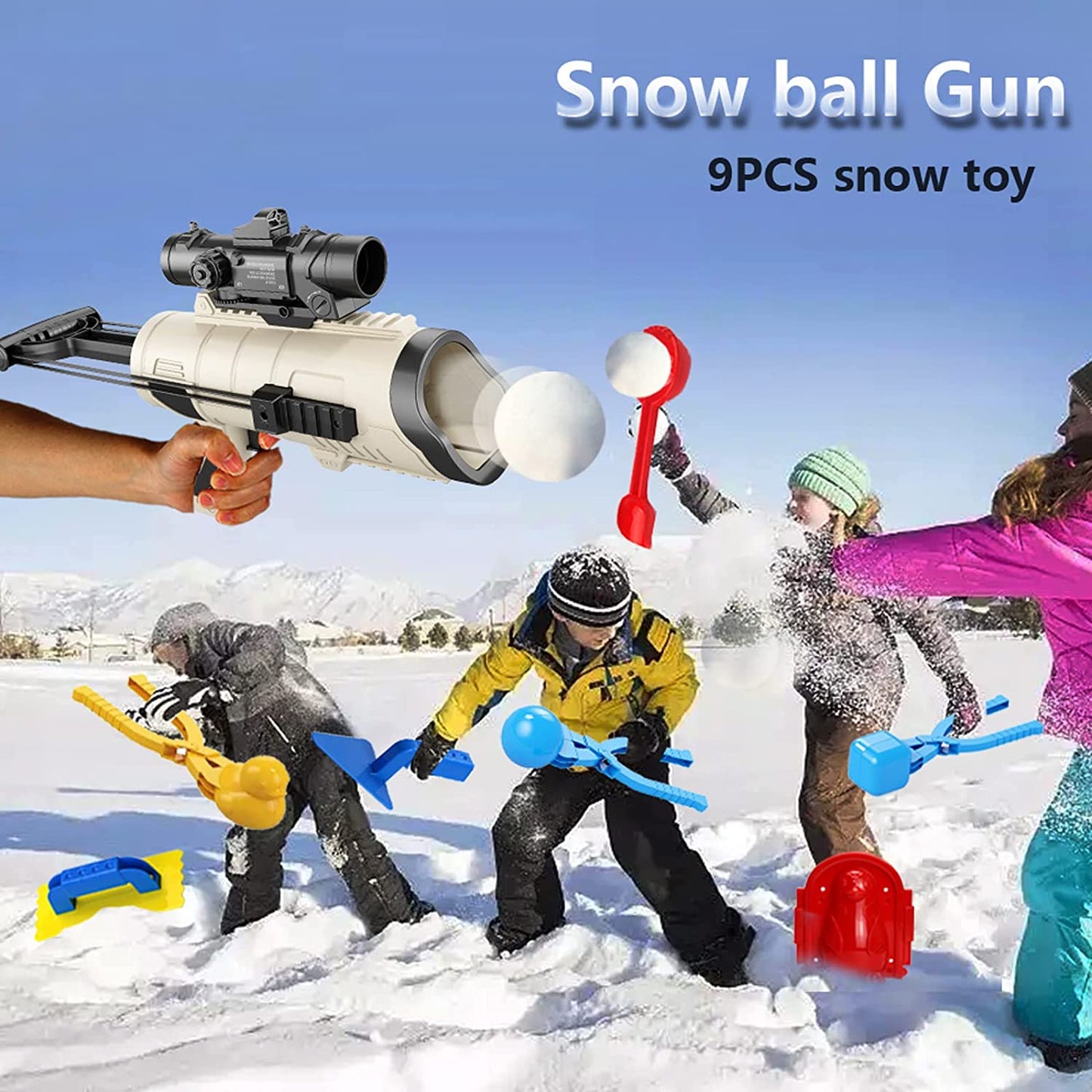 Snow Toys for Kids Outdoor, 3 PCS Snowball Maker Kit, Snowball Blaster Gun Launcher