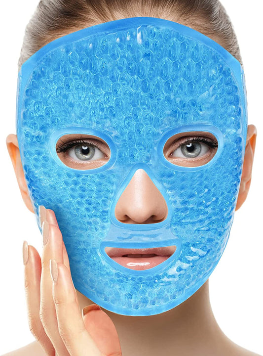 Cold Face Eye Mask Ice Pack Reduce Face Puff,Dark Circles,Gel Beads Hot Heat Cold Compress Pack,Face SPA for Woman Sleeping, Pressure, Headaches, Skin Care[Blue]