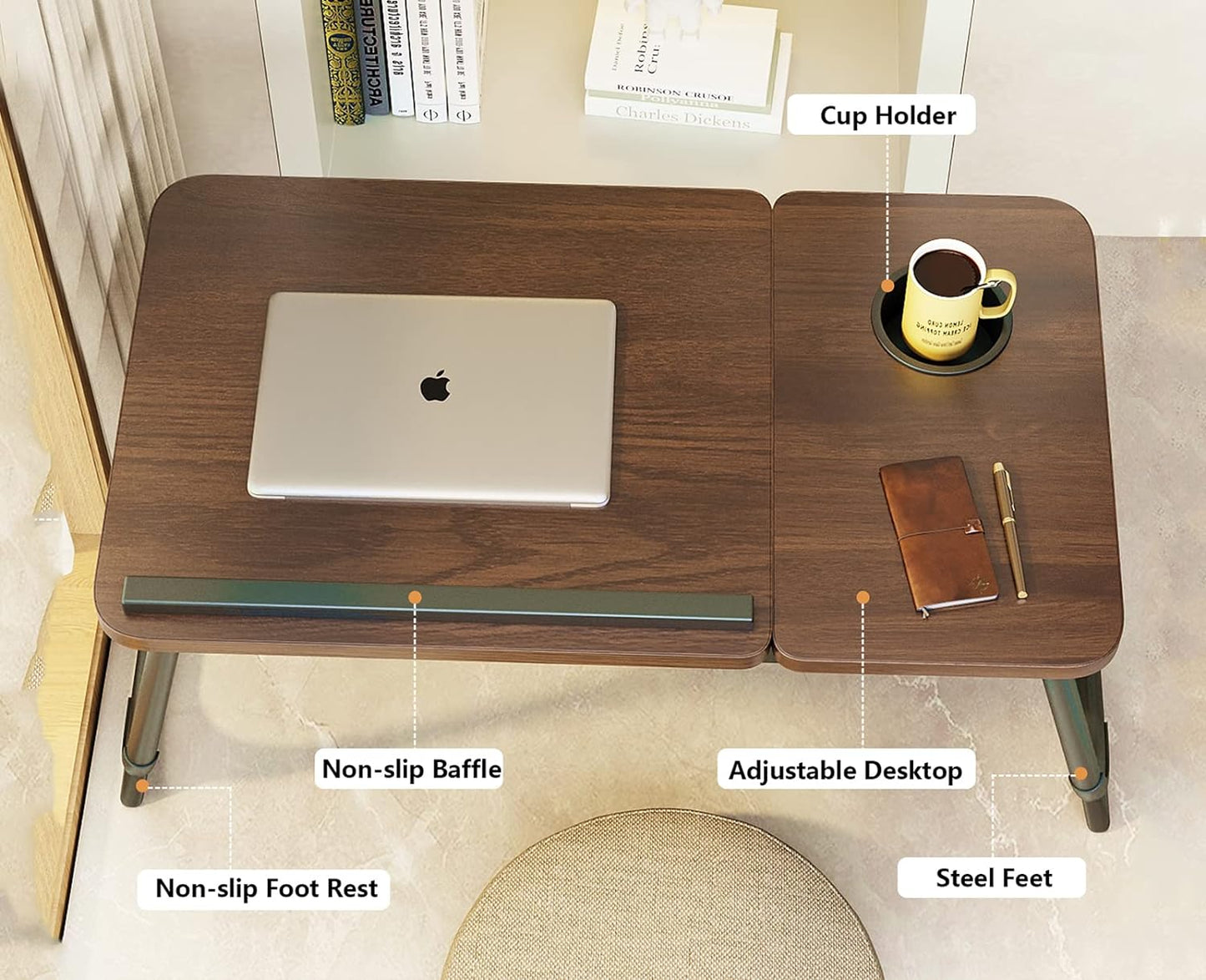 Laptop Desk Bed Tray Desk Table Walnut