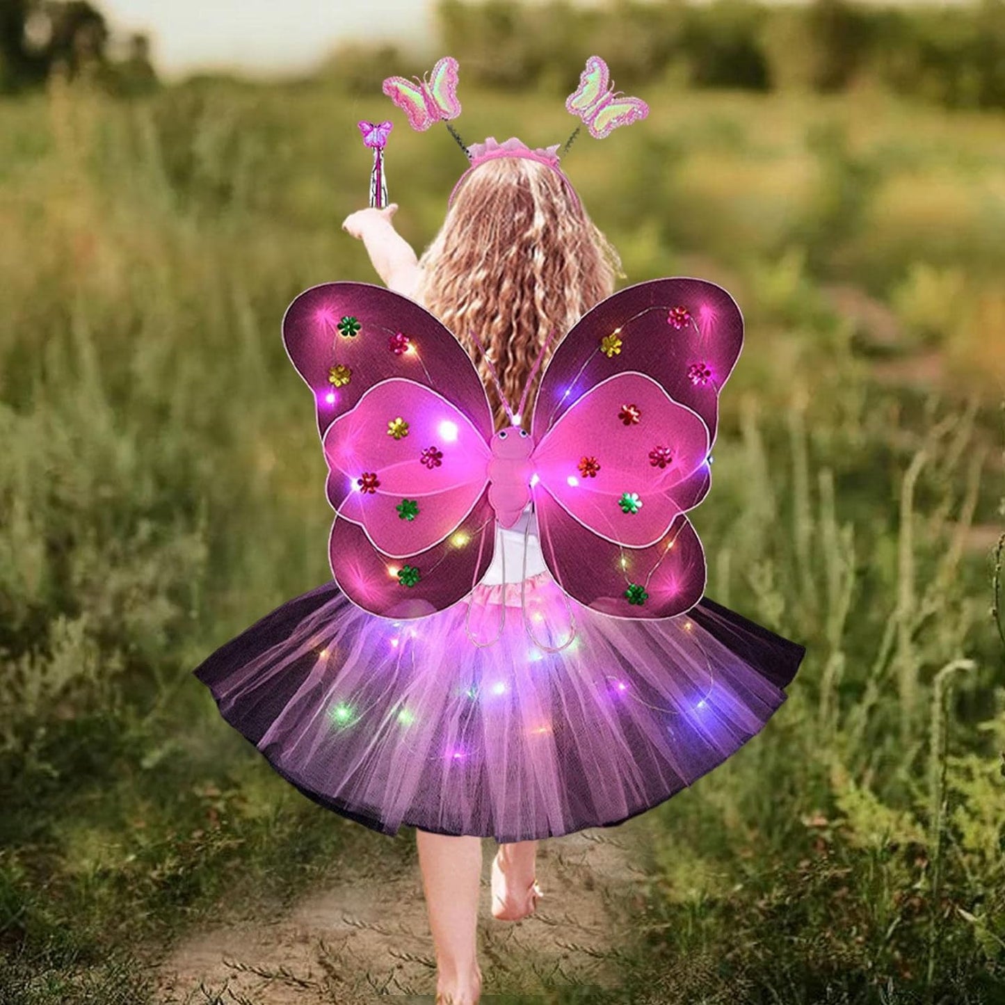 20 LED  Light up Fairy Costume Set Pink