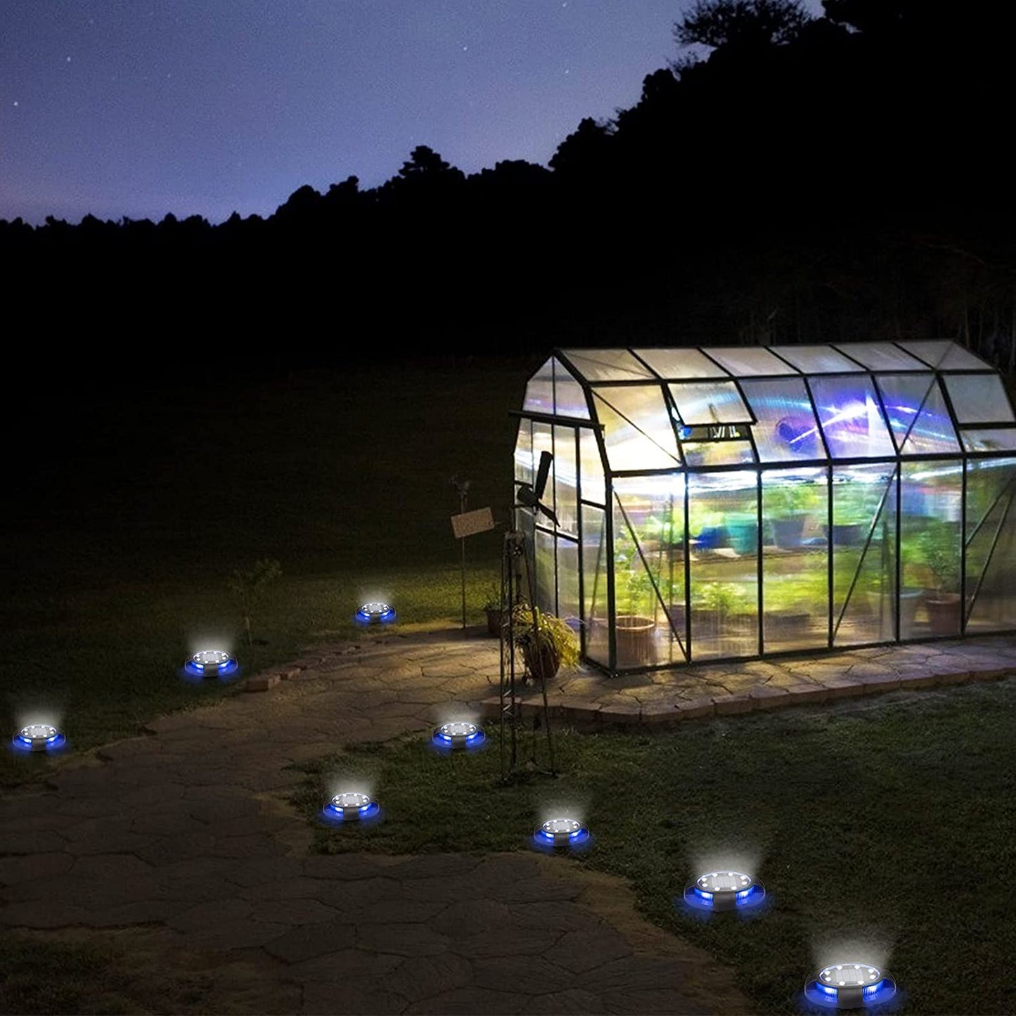 Solar Ground Lights 8+4 LED Solar Lawn Lights 4 Pack