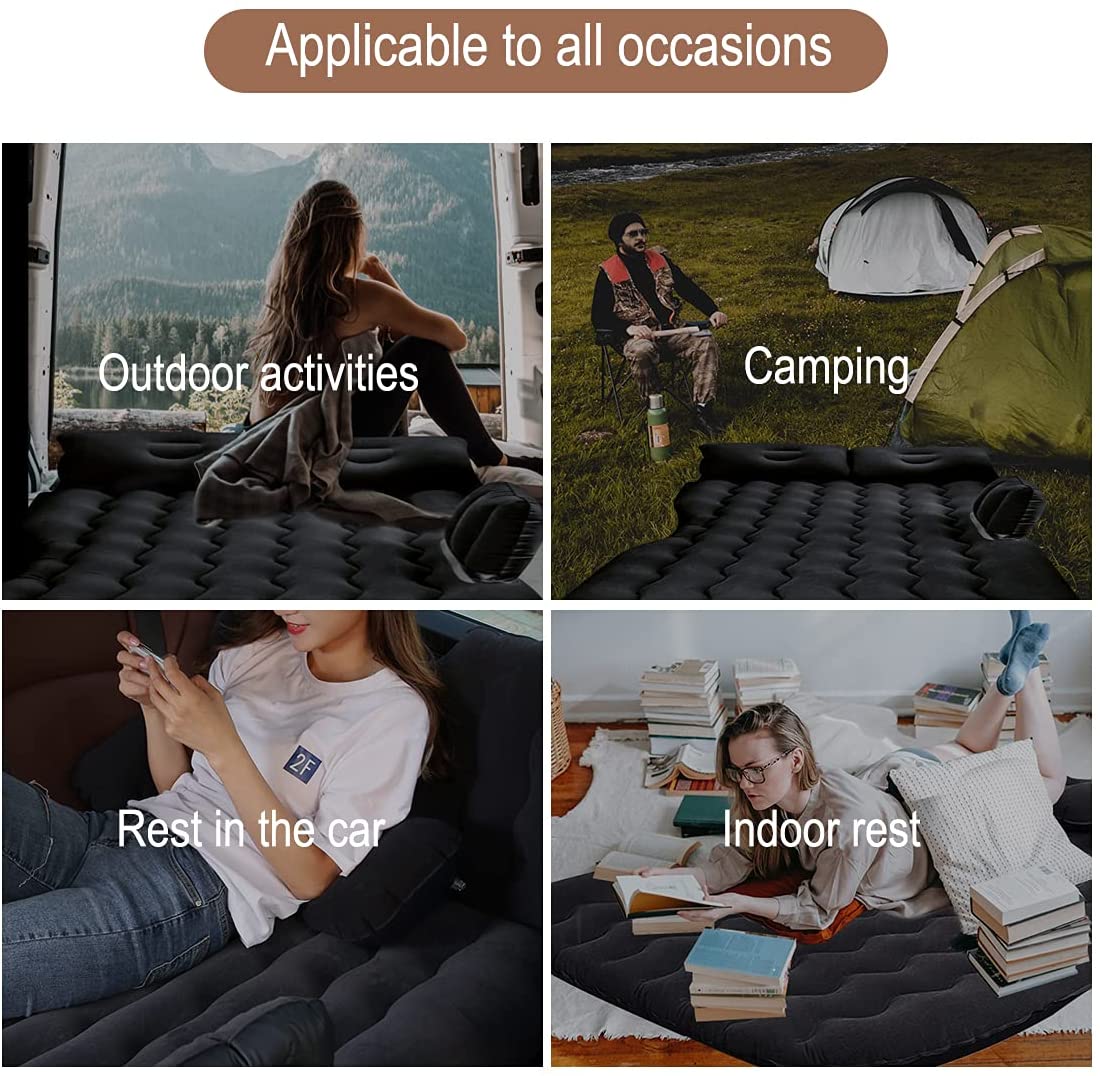 Portable Travel Inflatable Car SUV RV Truck Minivan Back Seat Air Mattress Bed with Pump Beige