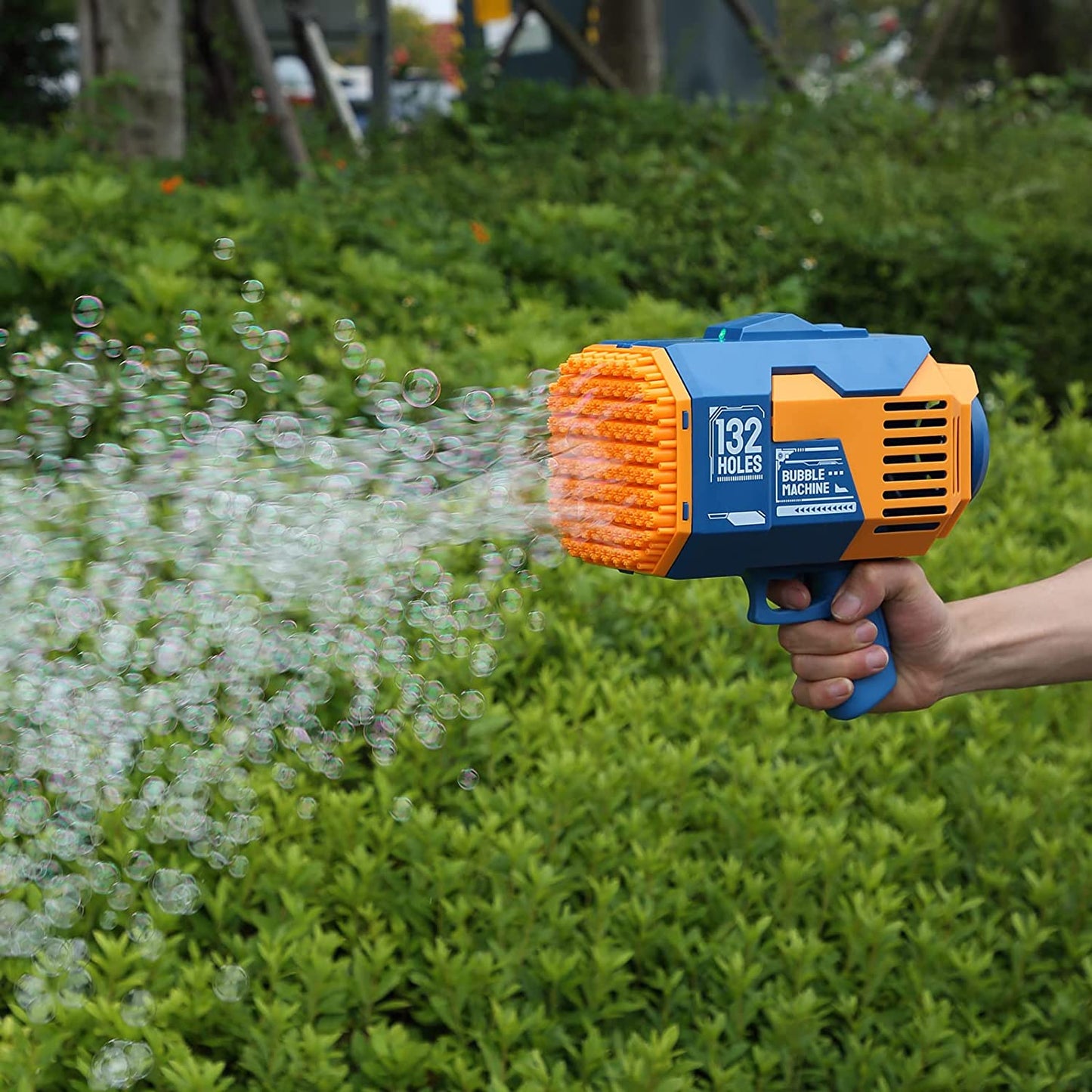 132 Holes Bubble Rocket Launcher with Lights - Blue