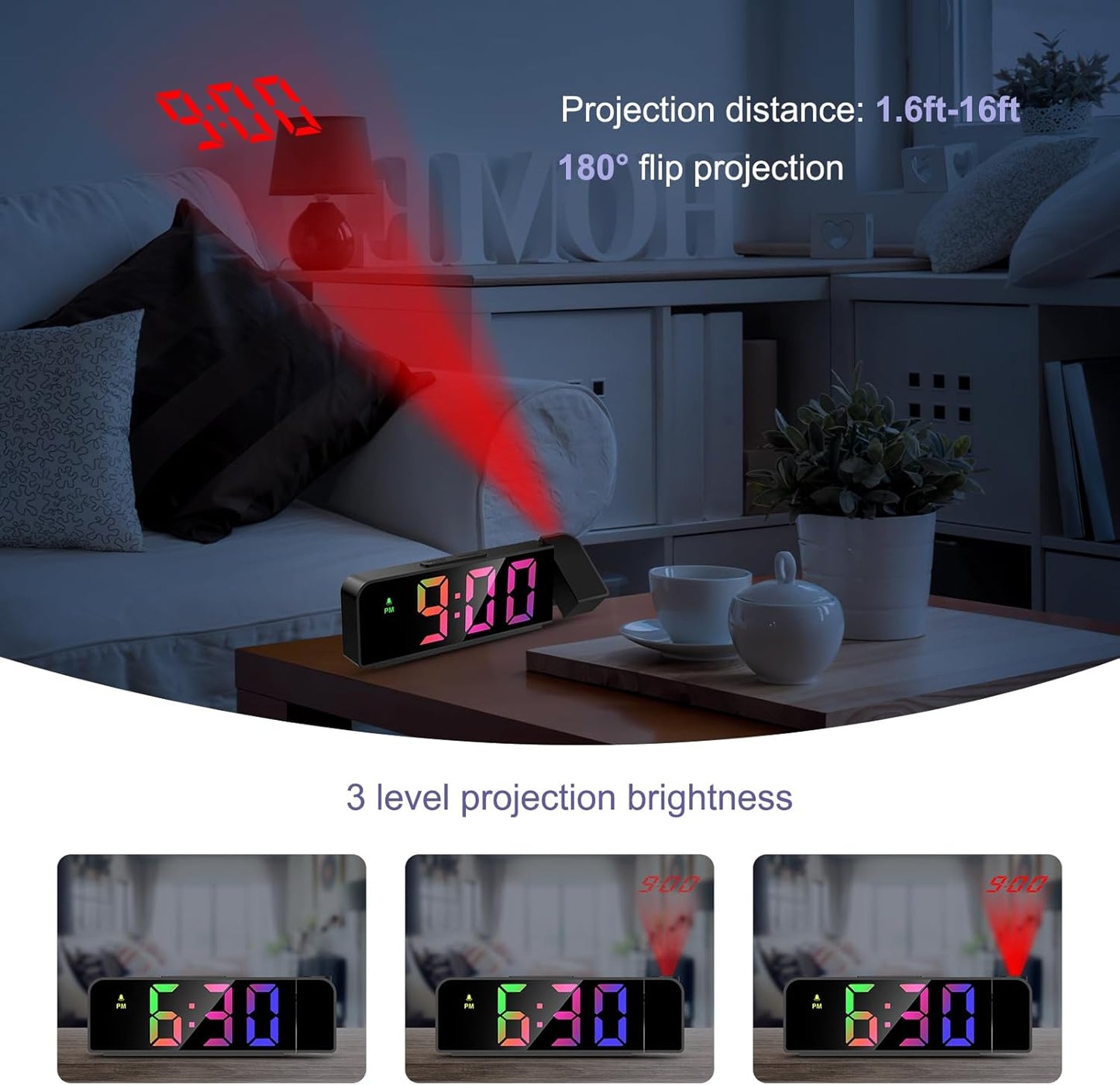 Projection Alarm Clock LED Display Table Clock