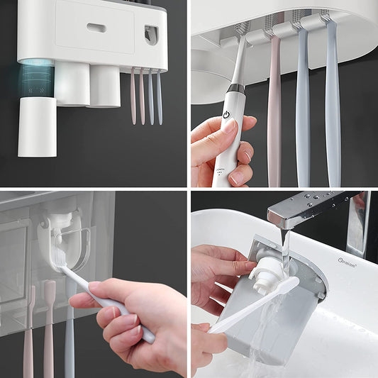 Toothbrush Holder Rack Bathroom Storage Organiser 4 Cups