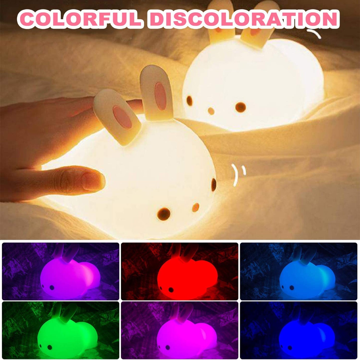 Night Light Tapping Rechargeable Night Light Sleeping Lights Bunny