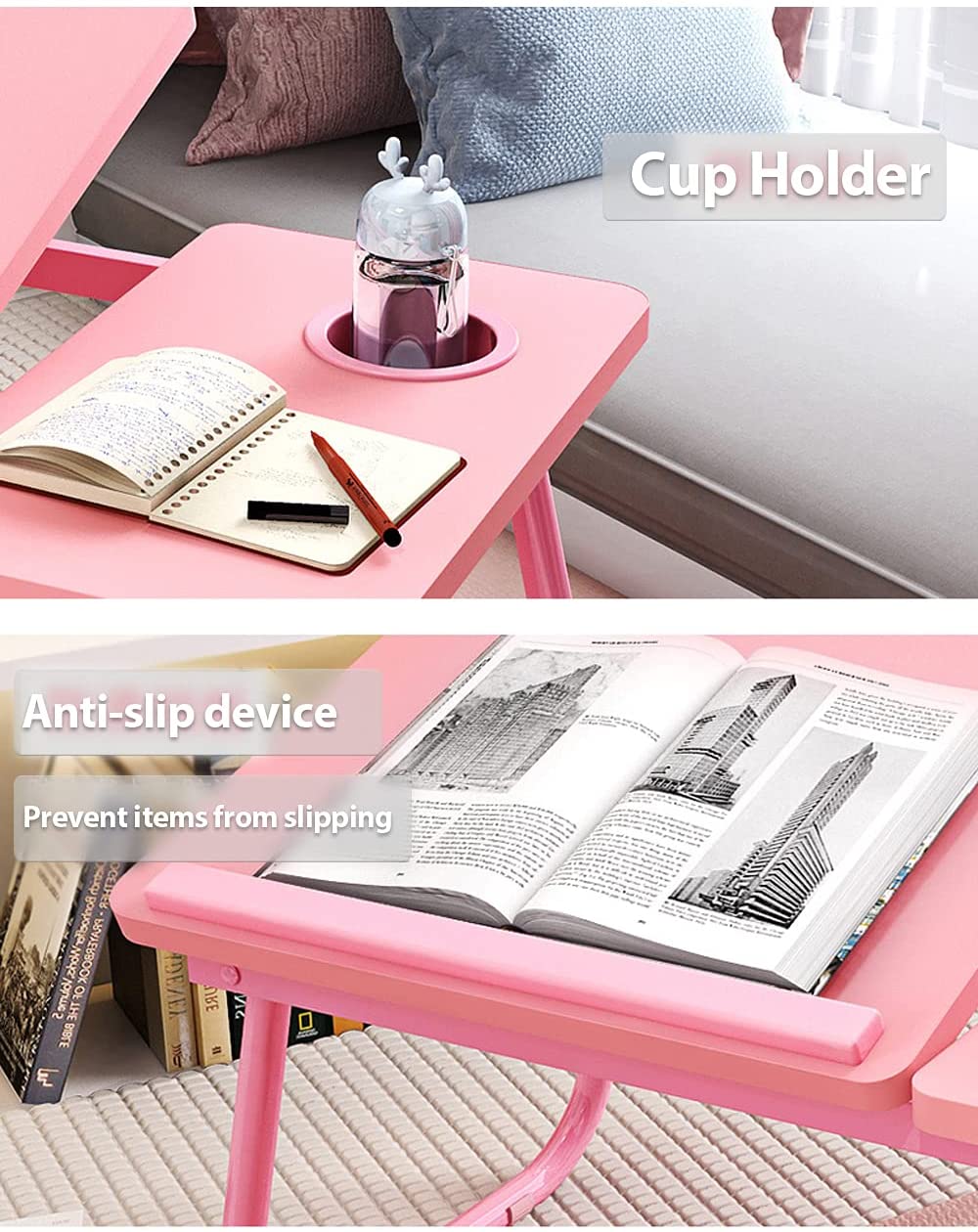 Laptop Desk Bed Tray Desk Table Pink