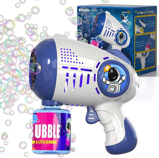 8 Hole Bubble Gun Bubble Maker with 5000+ Bubbles Blue