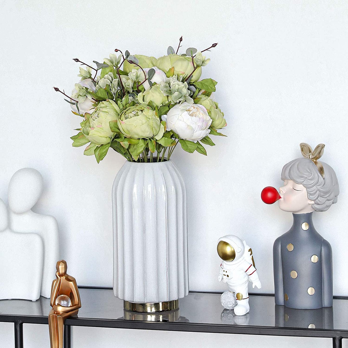 Artificial Peony Silk Flowers Green