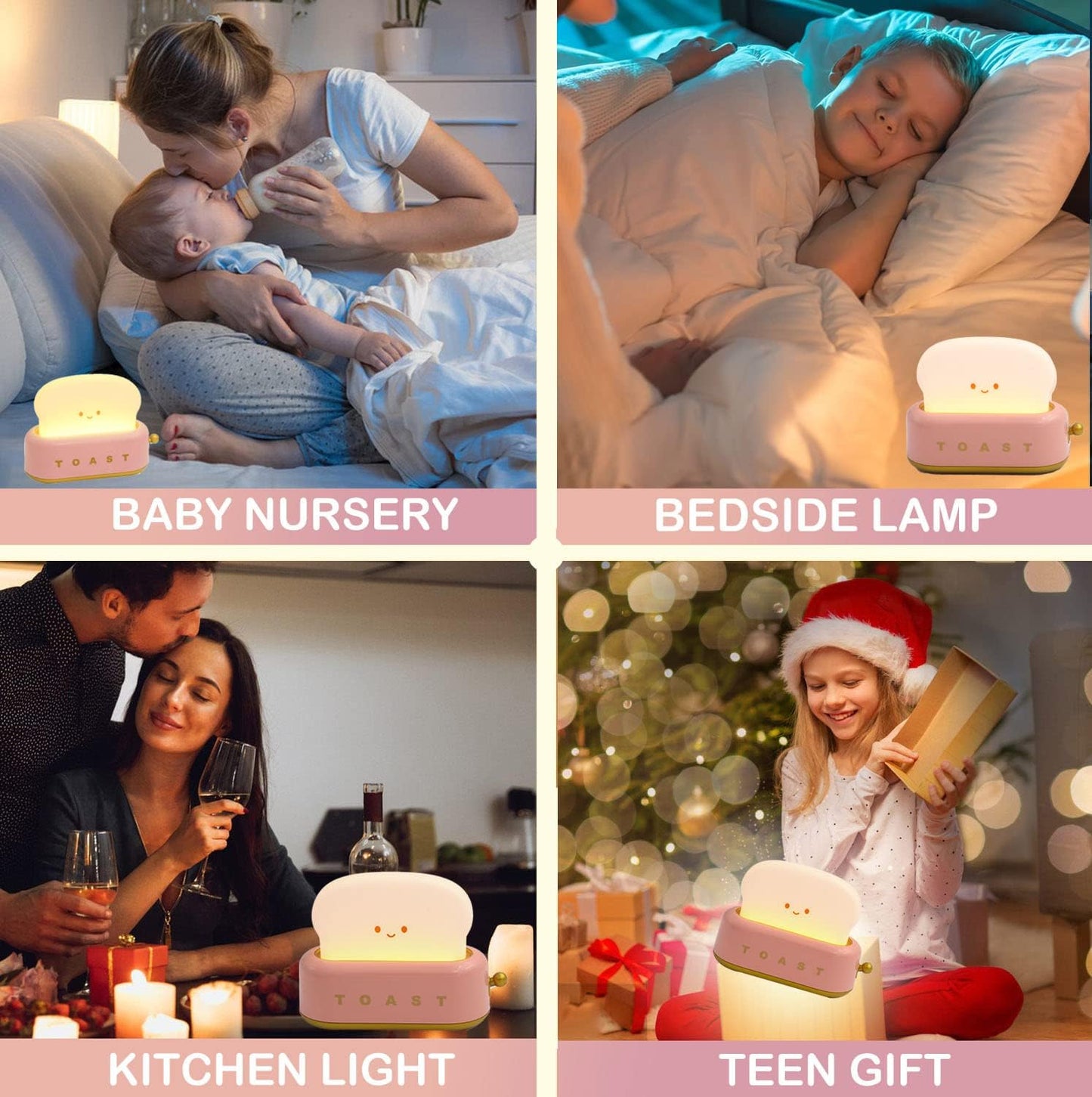 Night Light Toast Bread LED Night Lamp USB Charging Light Bedroom Bedside Sleep Light