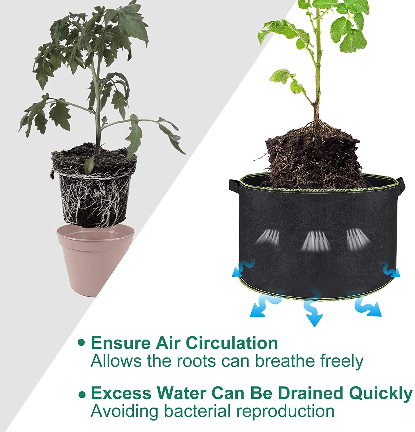 4 Pack 37L Grow Bags Nonwoven Plant Fabric Pots with Handles