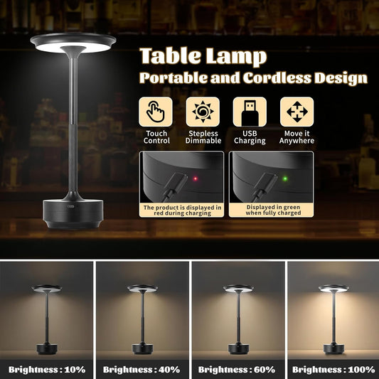 Rechargeable Cordless LED Table Lamps Touch Sensor Light