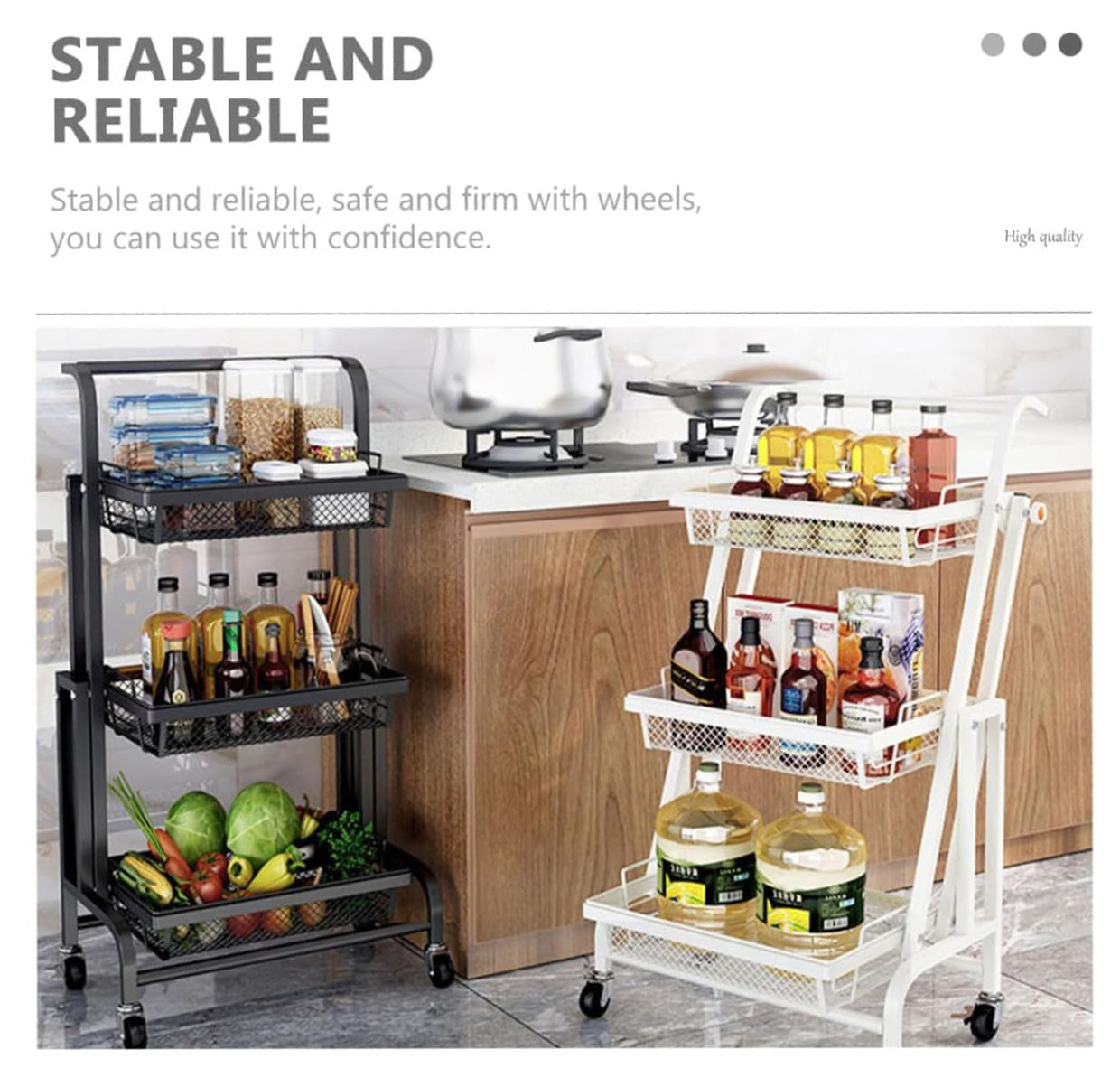 3-Tier rotating Serving Cart Black