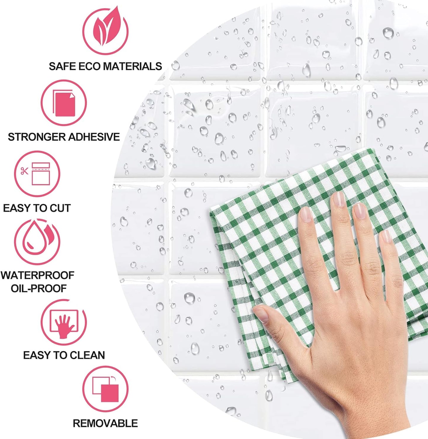 5 Pcs Self-Adhesive 3D Tiles - Mosaic White