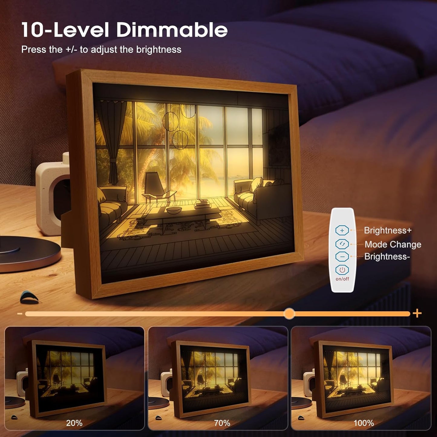 Lighting up Painting Decor Light Up Painting 3 Color Light Change Light up Photo Frame Wall Lamp - Forest