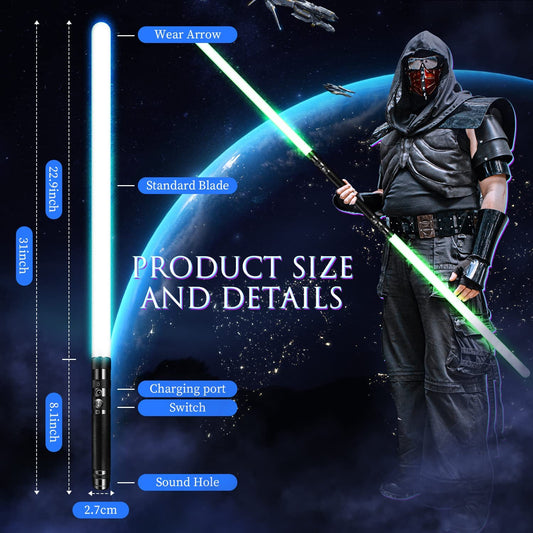 Lightsaber Metal Rechargeable LED Sword with 7 RGB Colors Changeable and Sound Fonts - Single-Bladed