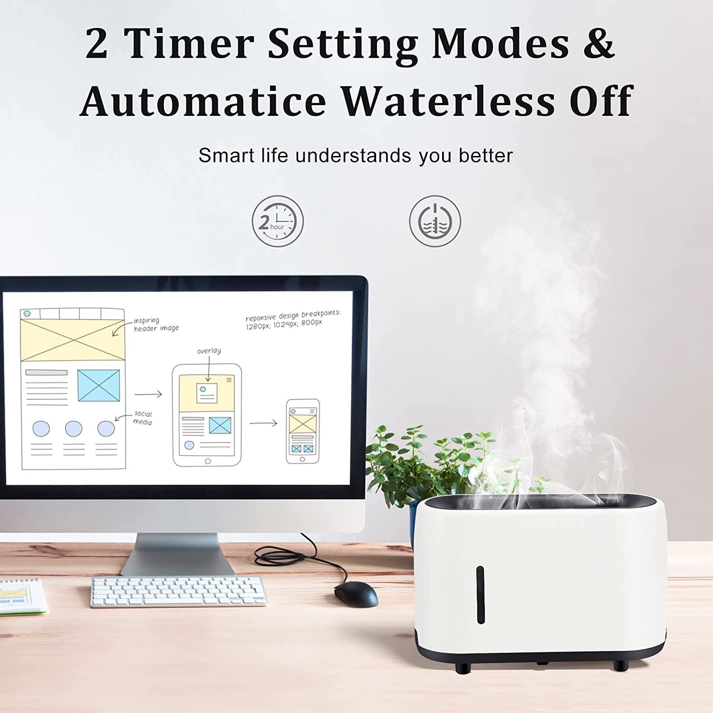 Air Humidifier Essential Oil Diffuser Portable Flame Diffuser