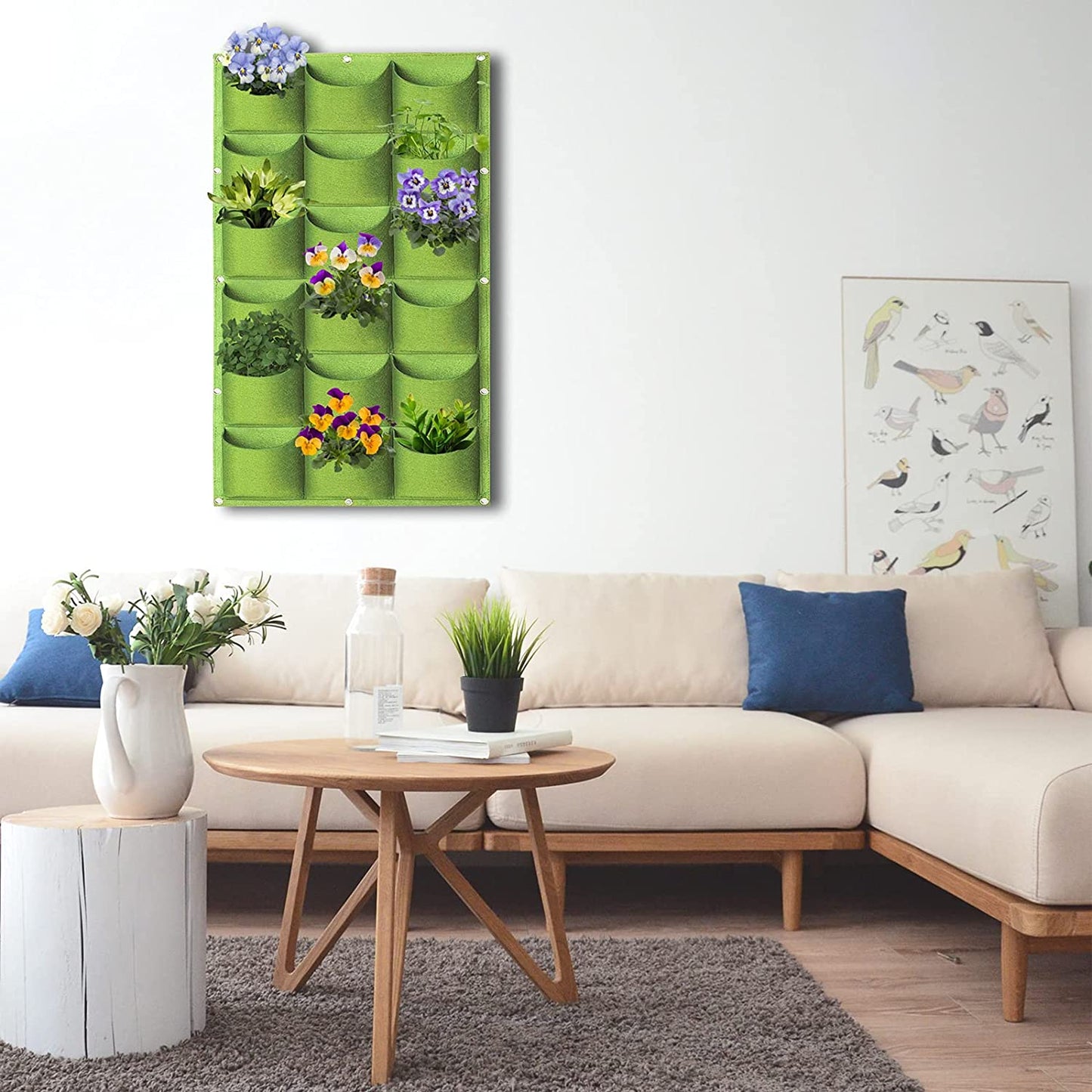 18 Pockets Hanging Planter Bags Vertical Wall Mounted Plant Planting Grow Bags