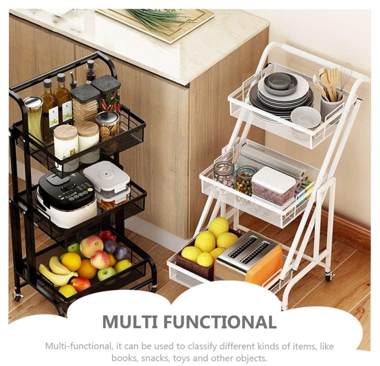3-Tier rotating Serving Cart white