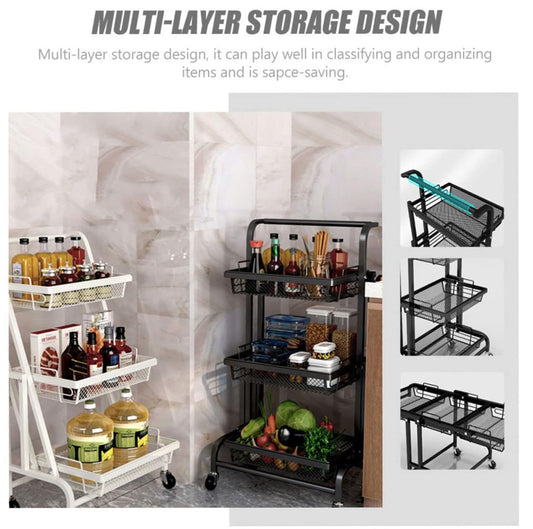 3-Tier rotating Serving Cart white