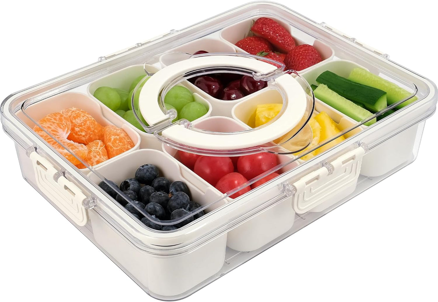 Snackle Box with Lid – 8-Compartment Charcuterie Tray Organizer