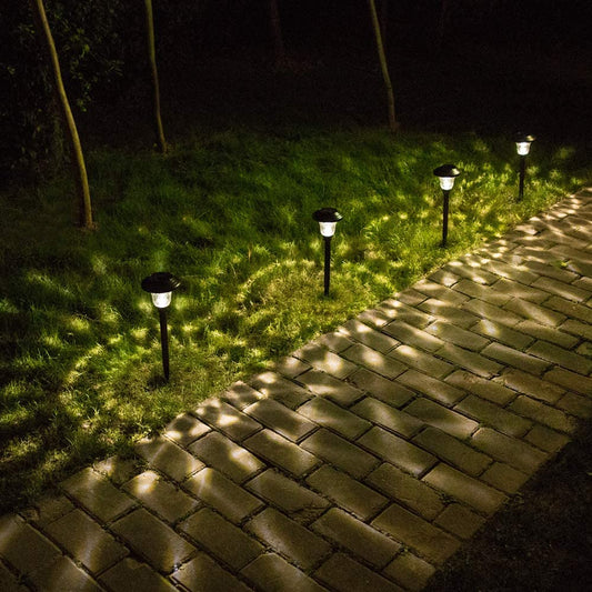 SOLAR PATH LIGHT GLASS STEEL Light BLACK 4 Pack