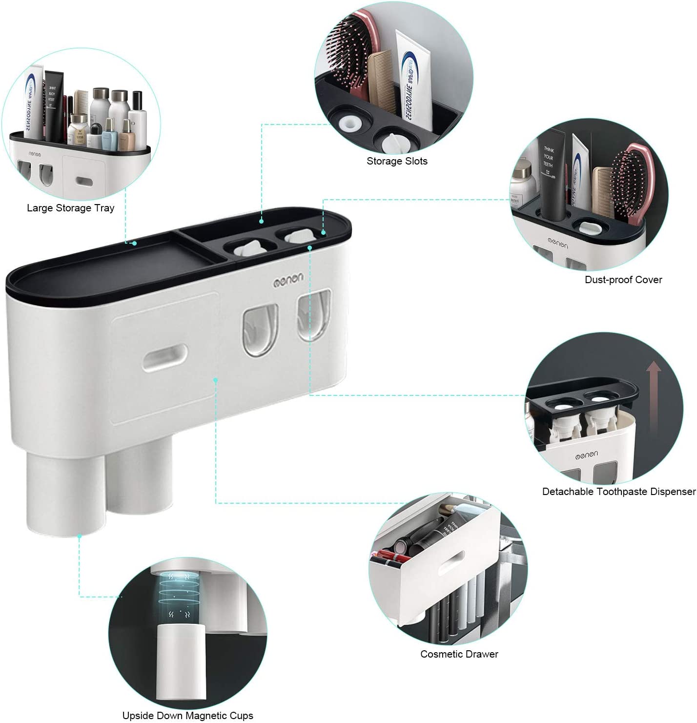 Toothbrush Holder Rack Bathroom Storage Organiser 4 Cups