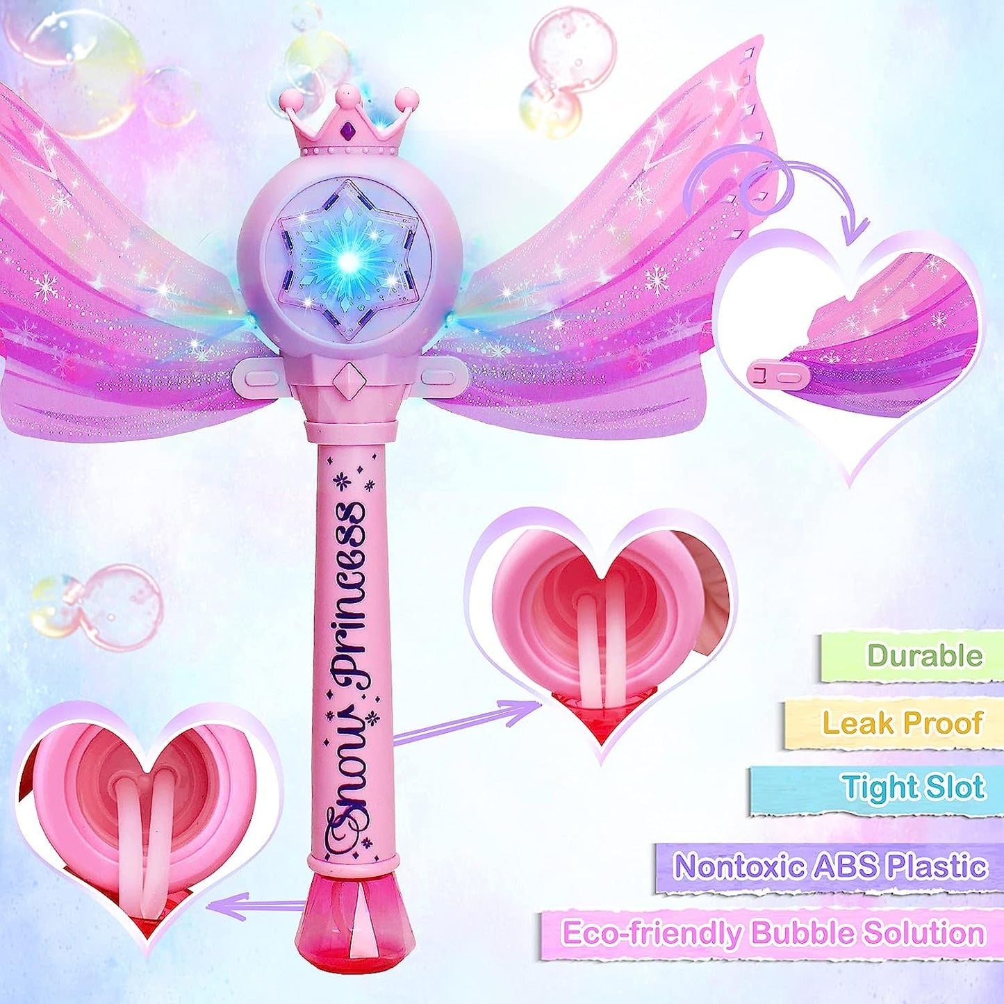 Pink Princess Butterfly Magic Wand Bubble Machine