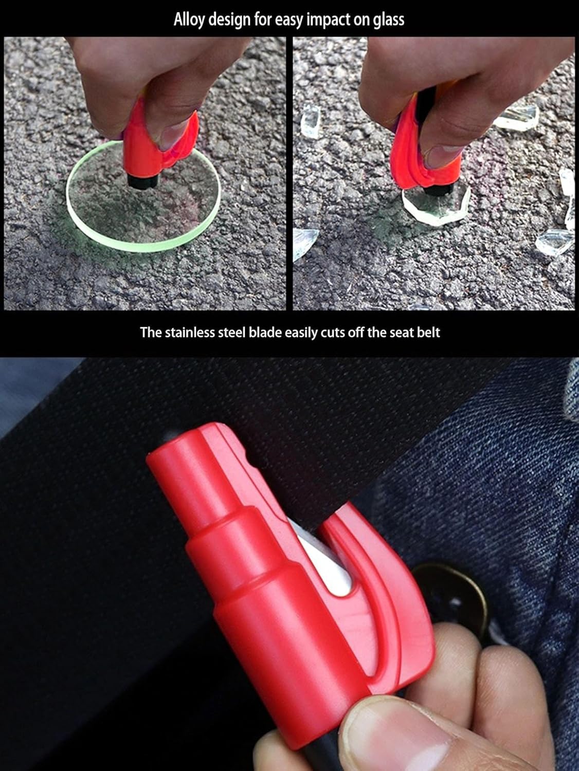 3 Pack 2-in-1 Car Emergency Escape Tool with Seatbelt Cutter Window Breaker Survival Whistle Glass Breaker