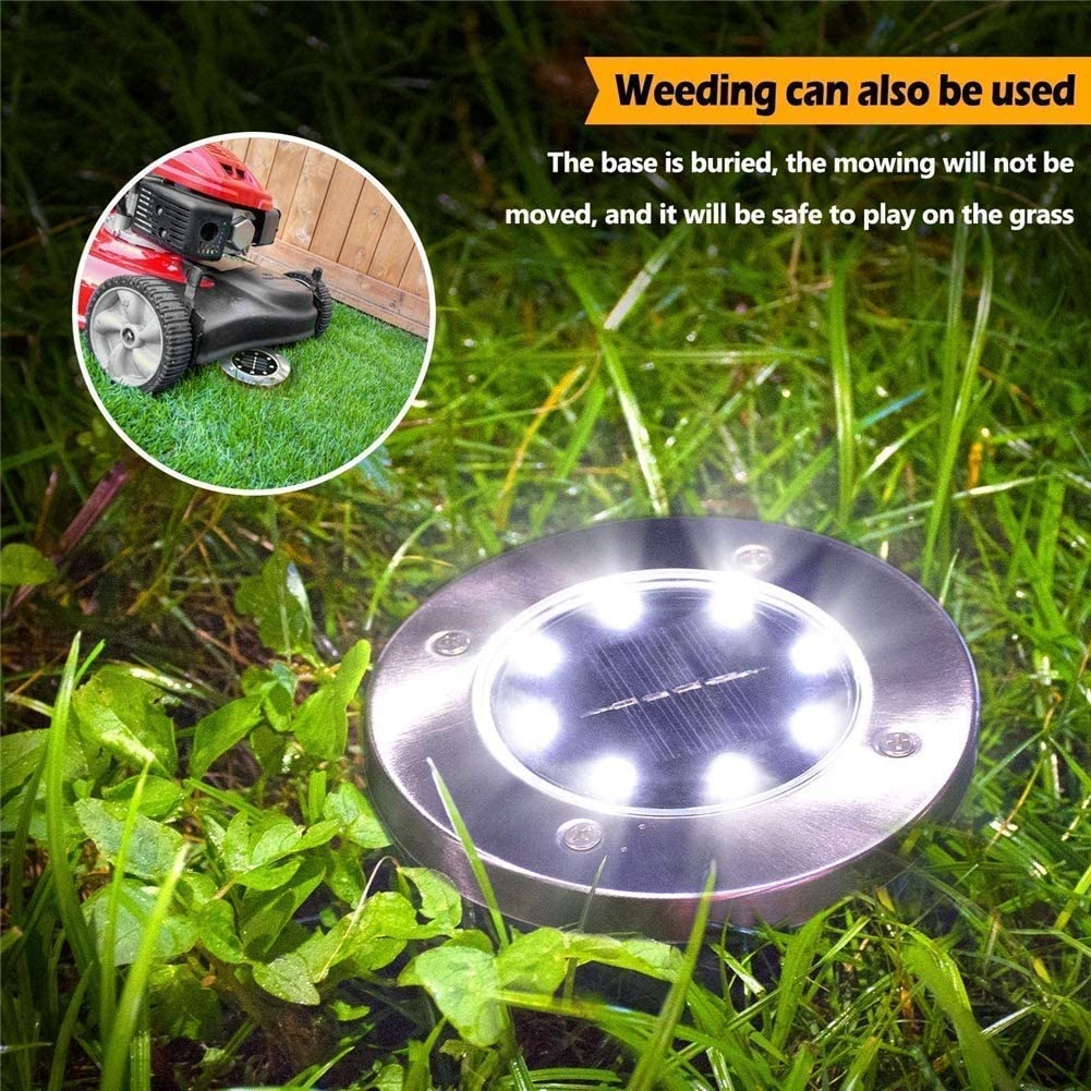 Solar Ground Lights - 8Led cool 4 Pack