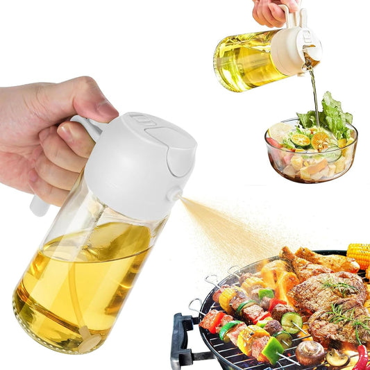 Dual-Function Oil Spray Bottle for Cooking 470ml White